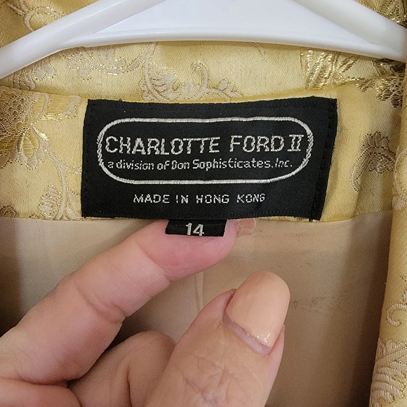 Vintage 80's Charlotte Ford II Gold Metallic Blazer - Picture 4 of 5